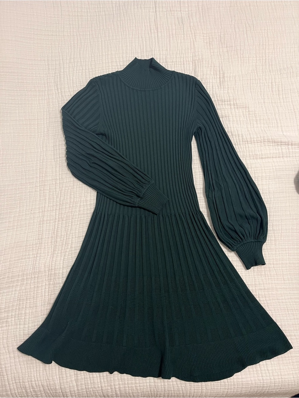 Max Studio Dark Teal Ribbed Long-Sleeve Knit Dress